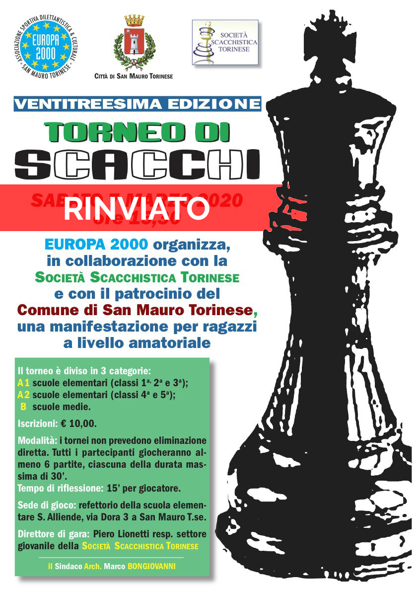 Torneo Scacchi - 7 marzo 2020 - Europa2000 San Mauro Torinese